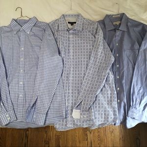 Lot of 3 Men’s XXL Blue and White Button-Ups
